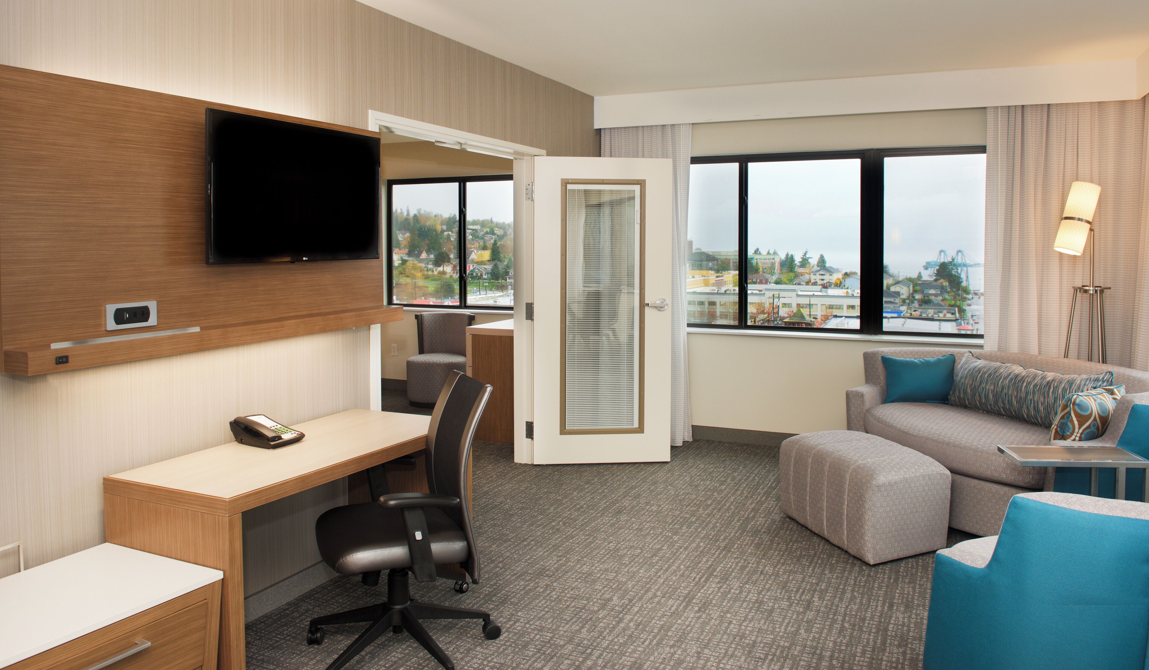 1 bedroom, desk, laptop workspace, iron/ironing board