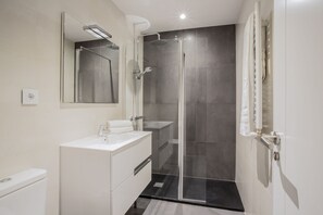 Dusche, Regendusche, Haartrockner, Handtücher