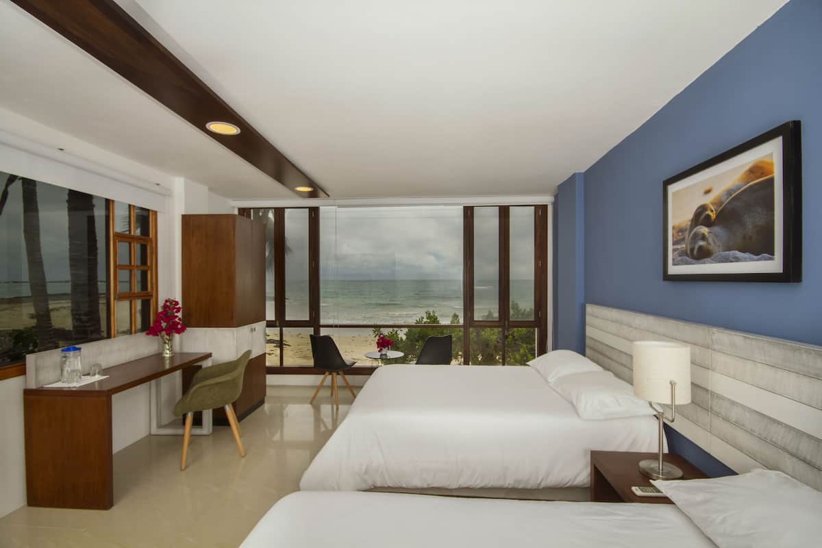 Tripla Superior, vista oceano | Biancheria da letto di alta qualità, copriletto in piuma