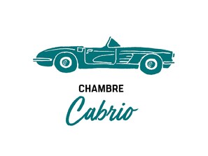 A stylized illustration of a vintage car with the text "CHAMBRE" above and "Cabrio" below.