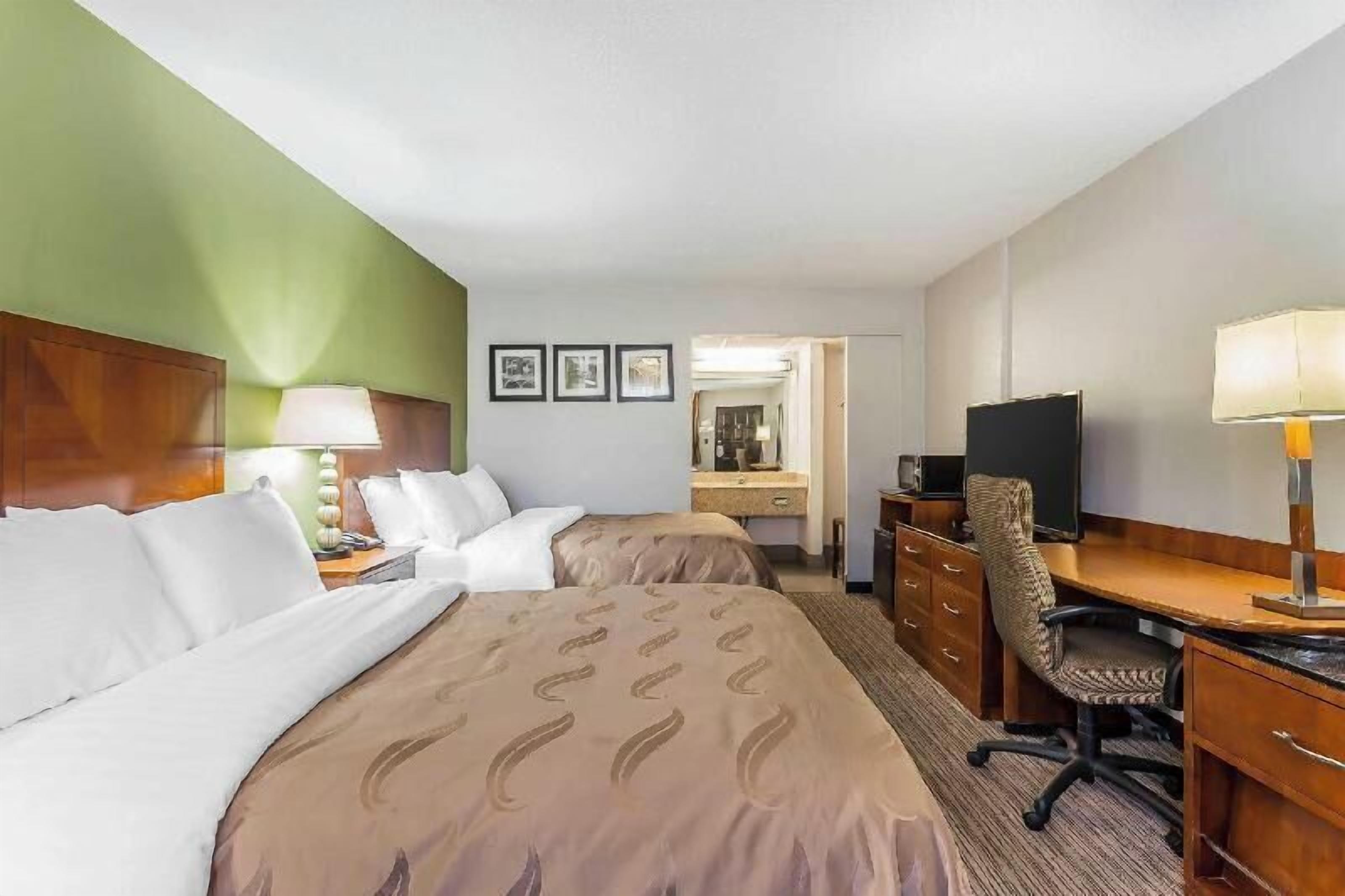 Desk, laptop workspace, blackout curtains, soundproofing