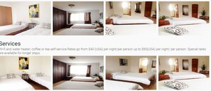 Habitación cuádruple, baño compartido | Escritorio, cunas gratuitas, wifi gratis