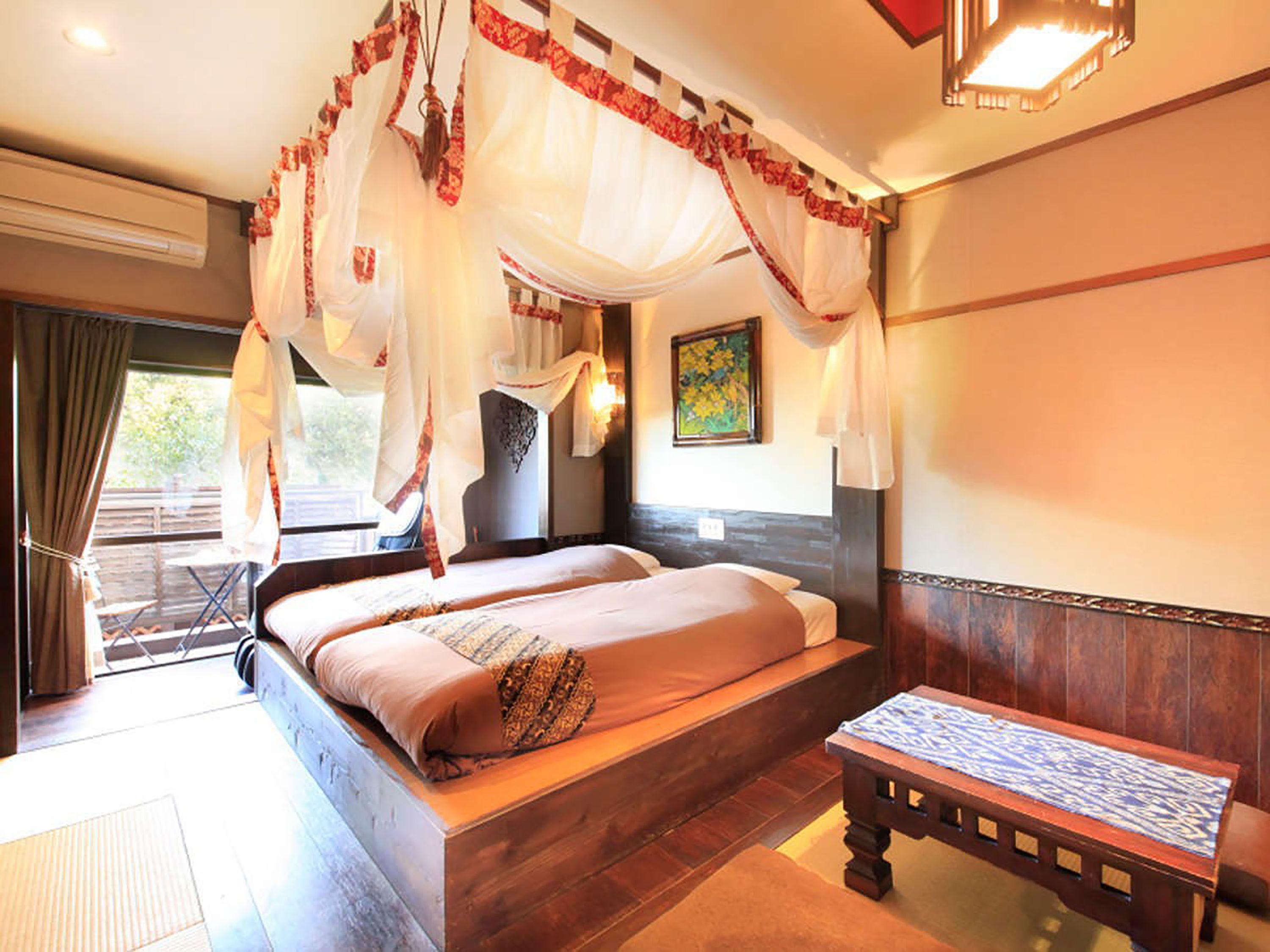 japanese western twin room with open-air bath, non smoking | in-room safe, free wifi