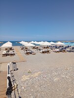 Beach nearby, sun loungers, beach umbrellas
