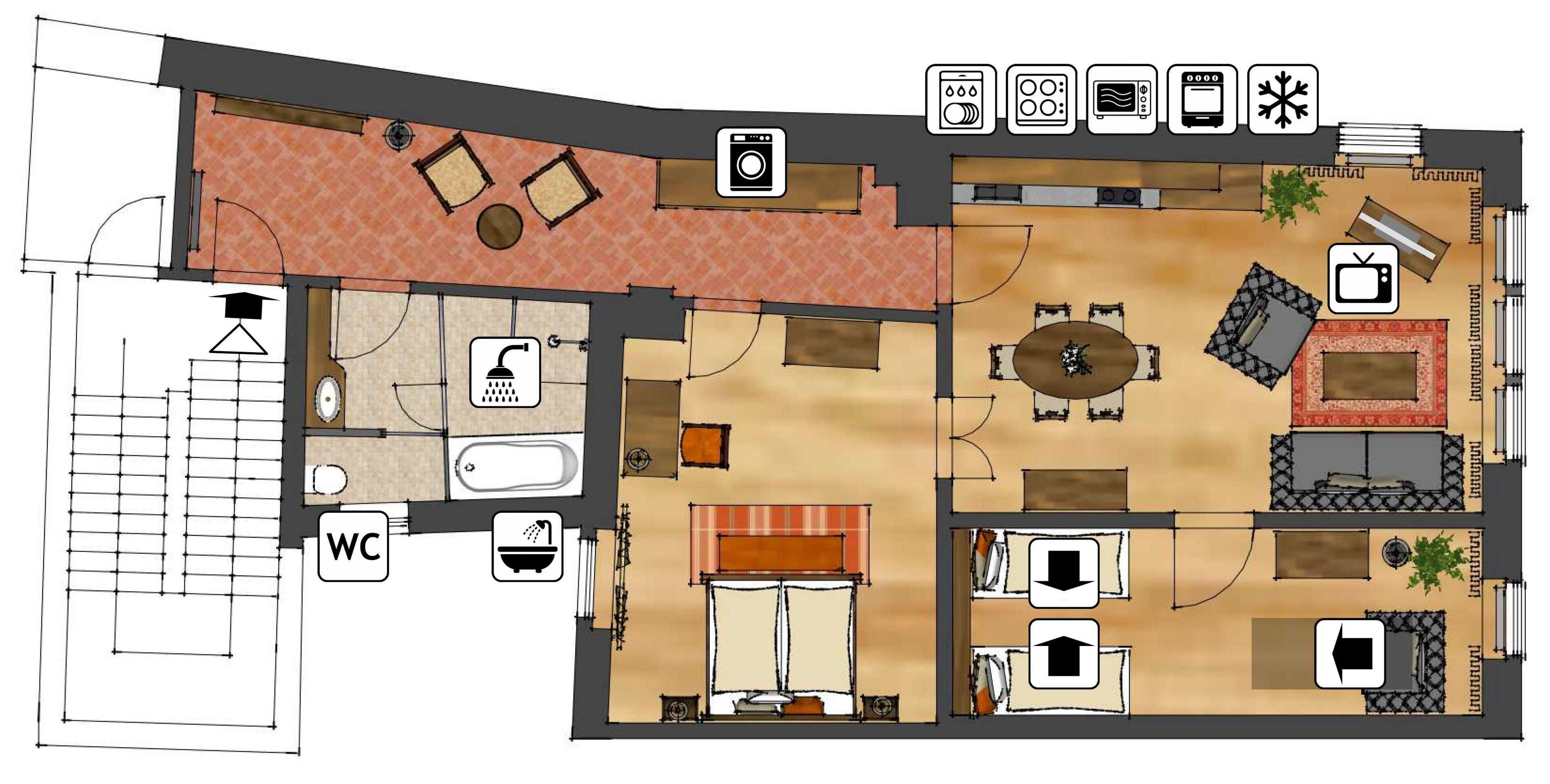 deluxe suite, 2 bedrooms (castle view) | floor plan