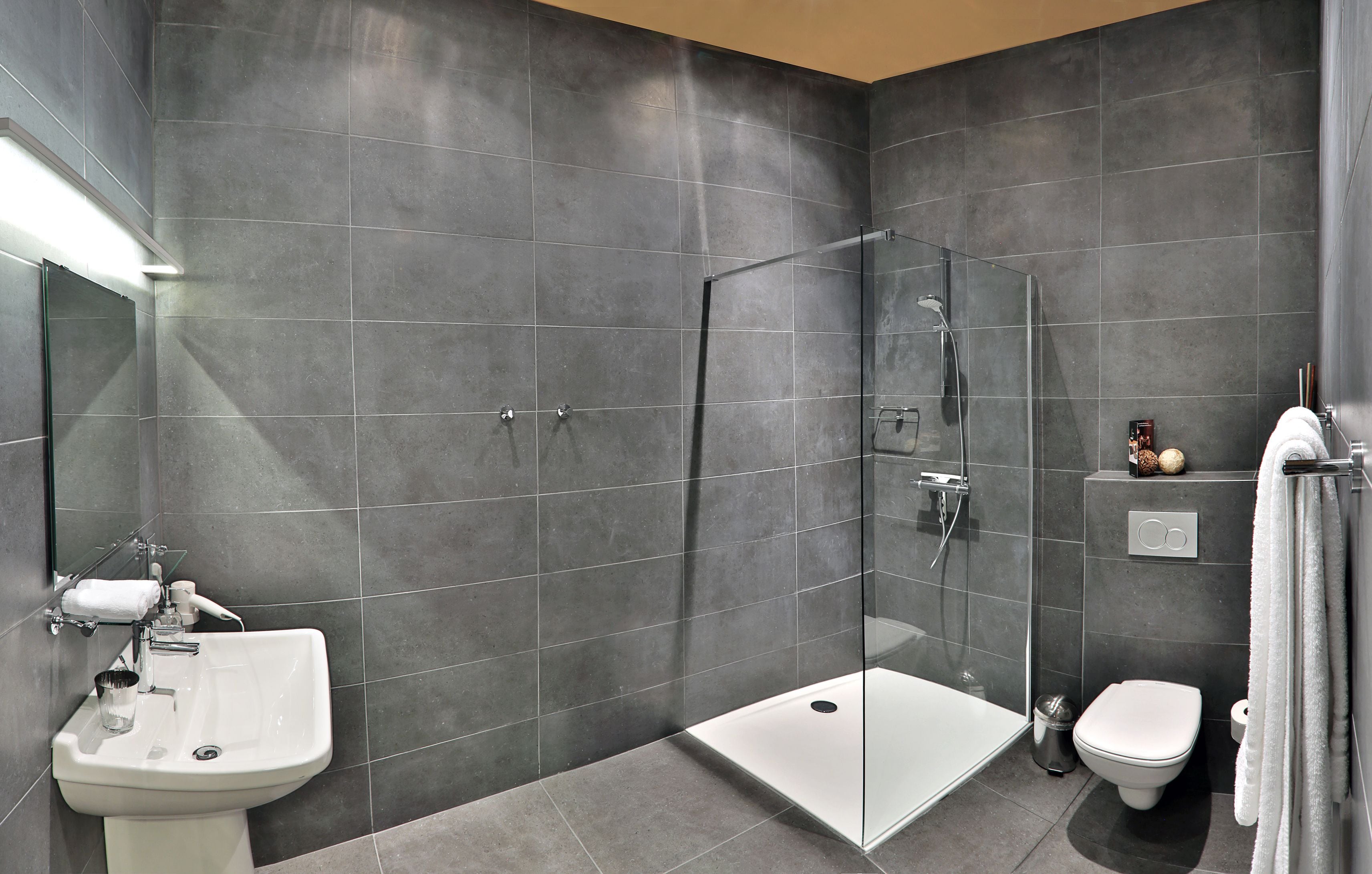 deluxe double room | bathroom | shower, free toiletries, hair dryer, slippers