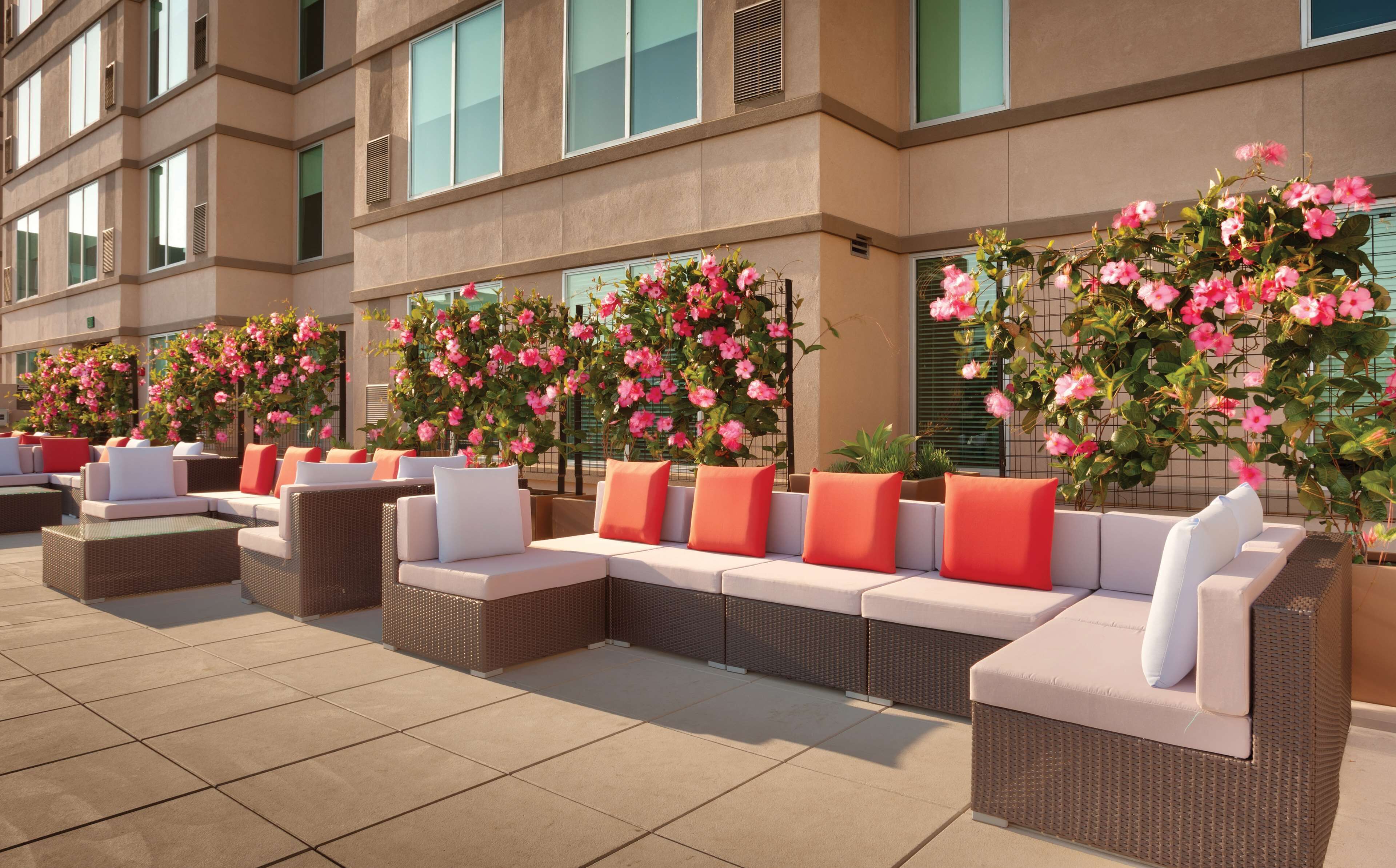 outdoor pool, pool umbrellas