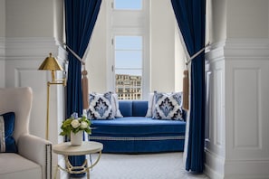 Capitol 1 Bedroom Suite | Living area | 55-inch flat-screen TV with cable channels, TV, pay movies