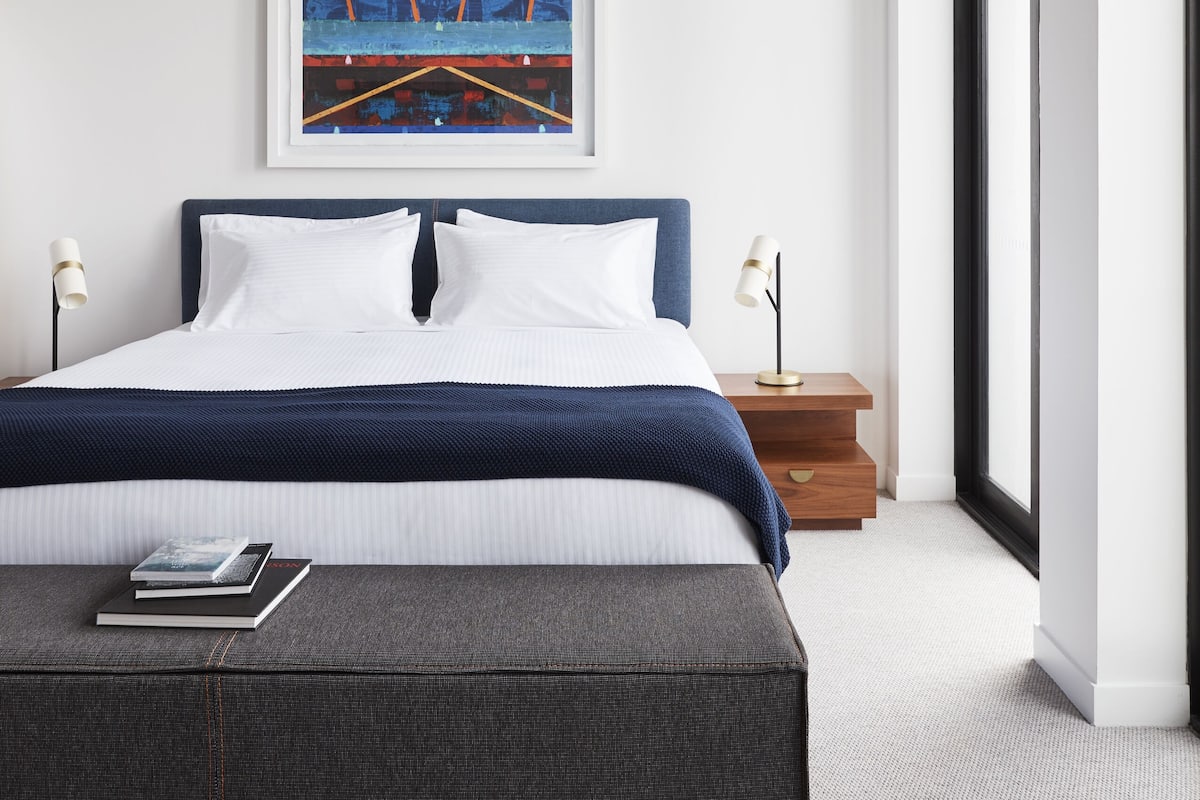 Egyptian cotton sheets, premium bedding, pillow-top beds, minibar
