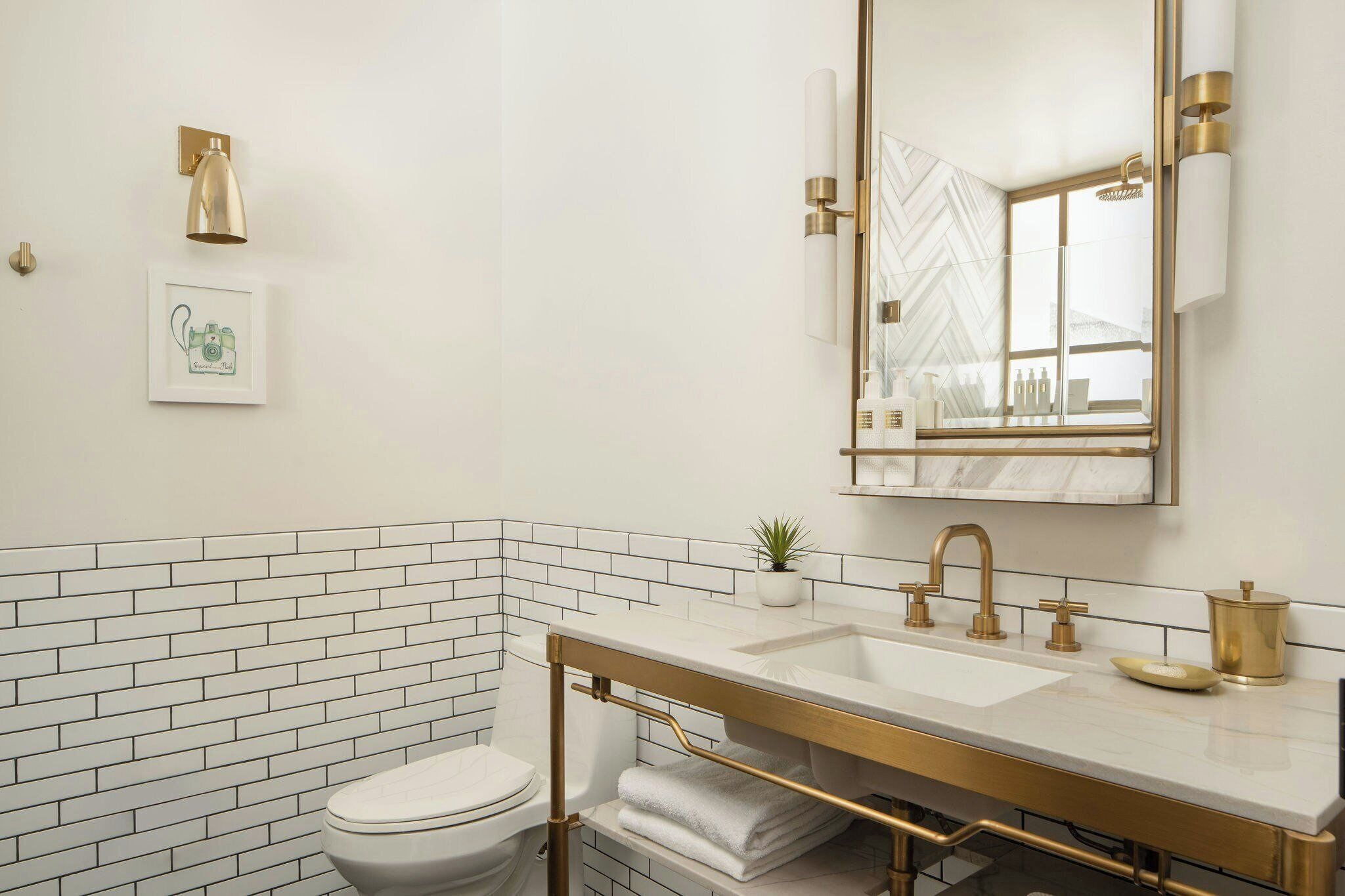 Designer toiletries, hair dryer, bathrobes, towels