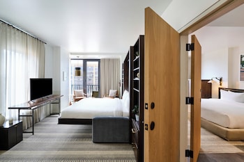 Executive Suite, 1 Bedroom | Premium bedding, pillowtop beds, in-room safe, individually decorated at Halcyon - a hotel in Cherry Creek