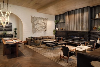 Hotel entrance and lobby at Halcyon - a hotel in Cherry Creek