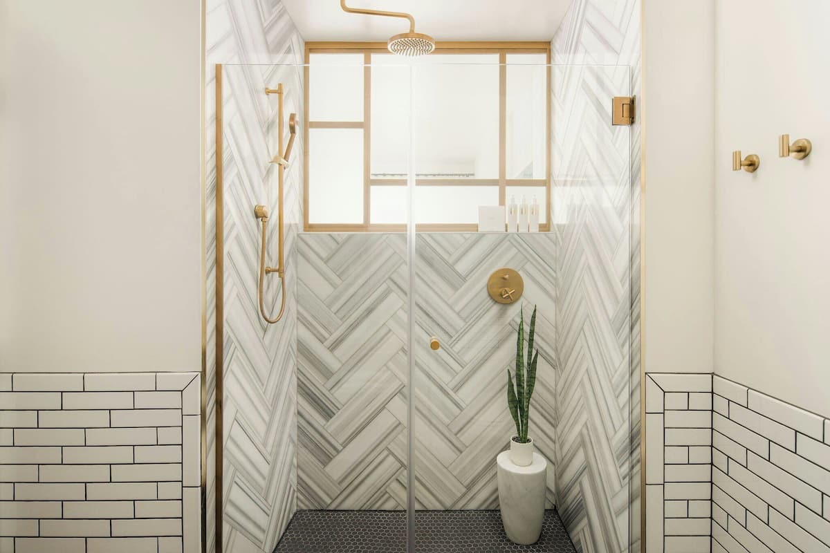 Designer toiletries, hair dryer, bathrobes, towels