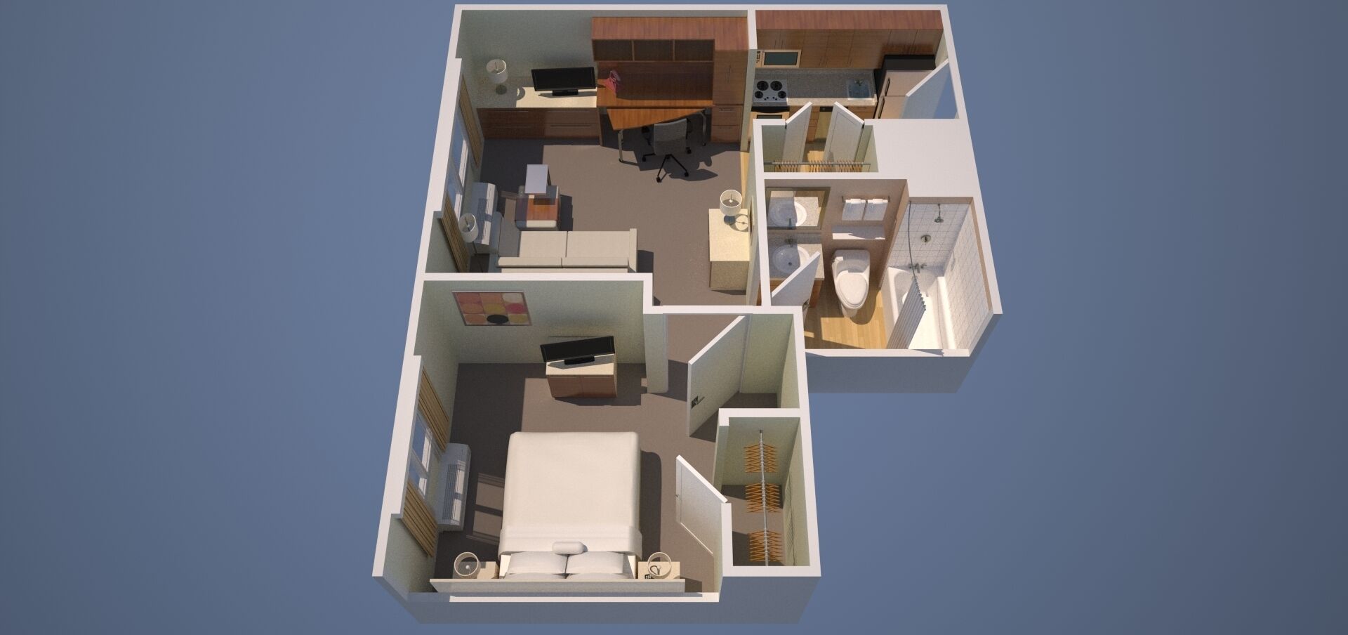 suite, 1 bedroom | 1 bedroom, desk, laptop workspace, soundproofing