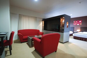 Flat-screen TV, pay movies