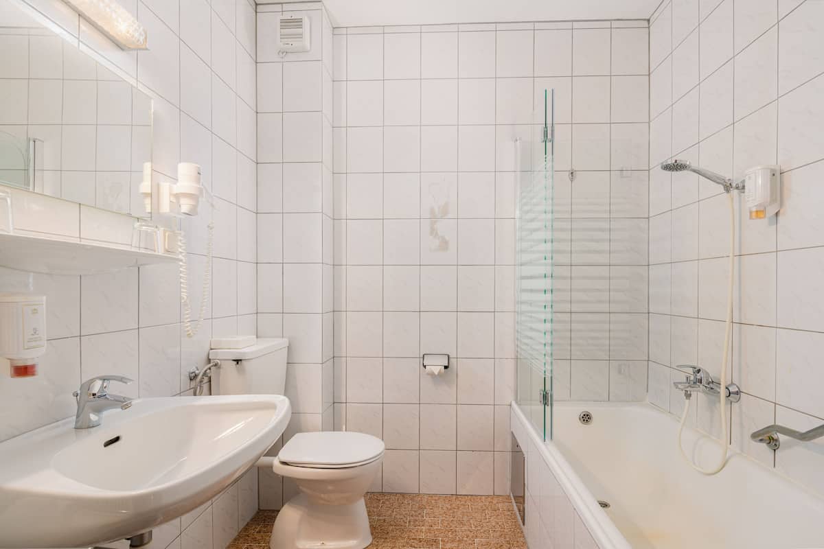 free toiletries, hair dryer, towels