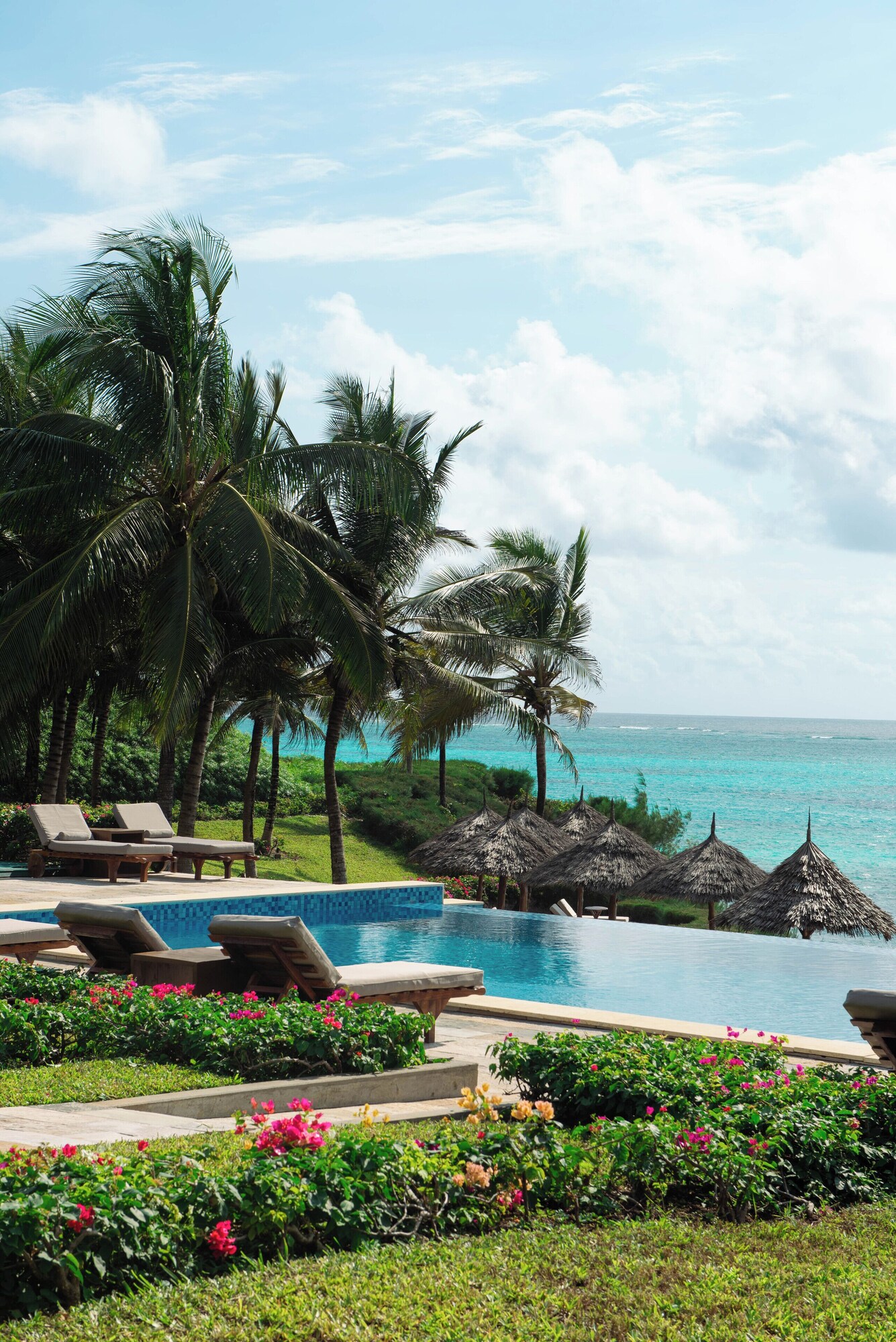 Outdoor pool, pool loungers