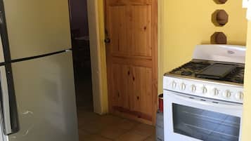 Großer Kühlschrank, Mikrowelle, Herdplatte