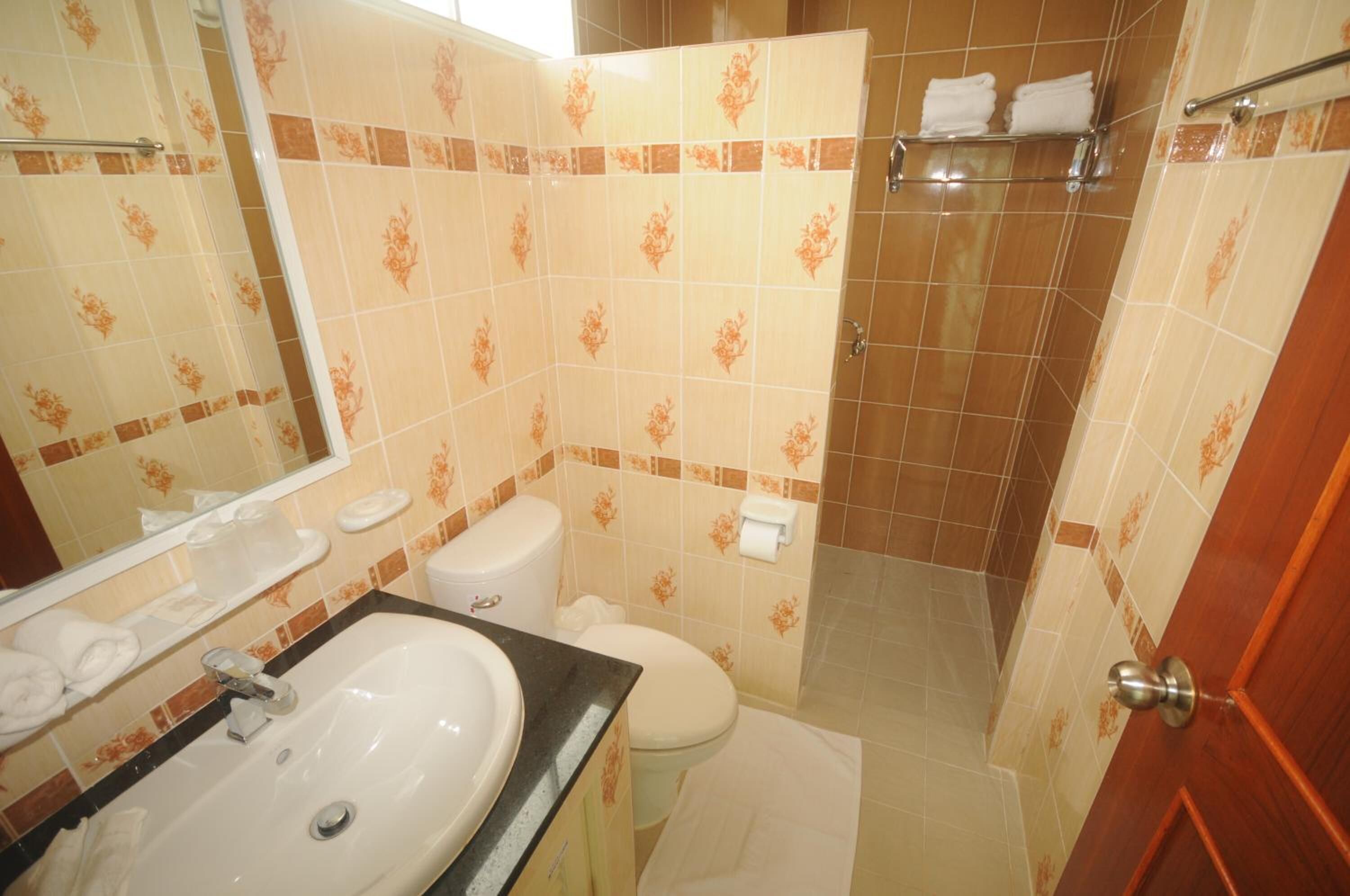 Regadera, amenidades de baño gratuitas, toallas 