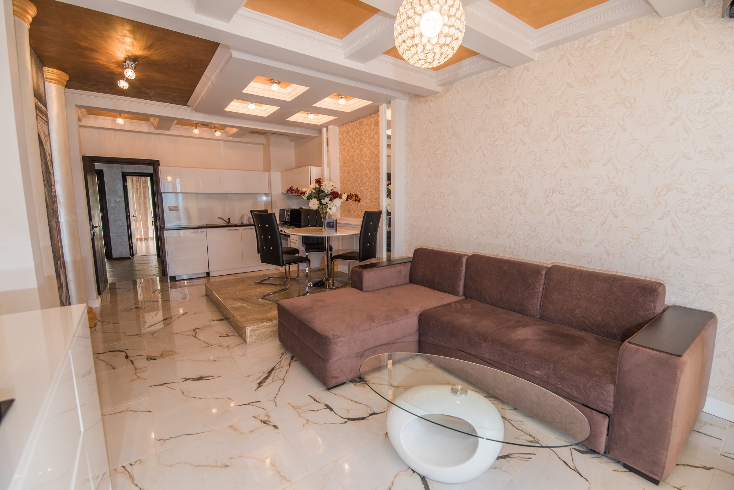 vip apartment, 2 bedrooms, sea view | living room | tv