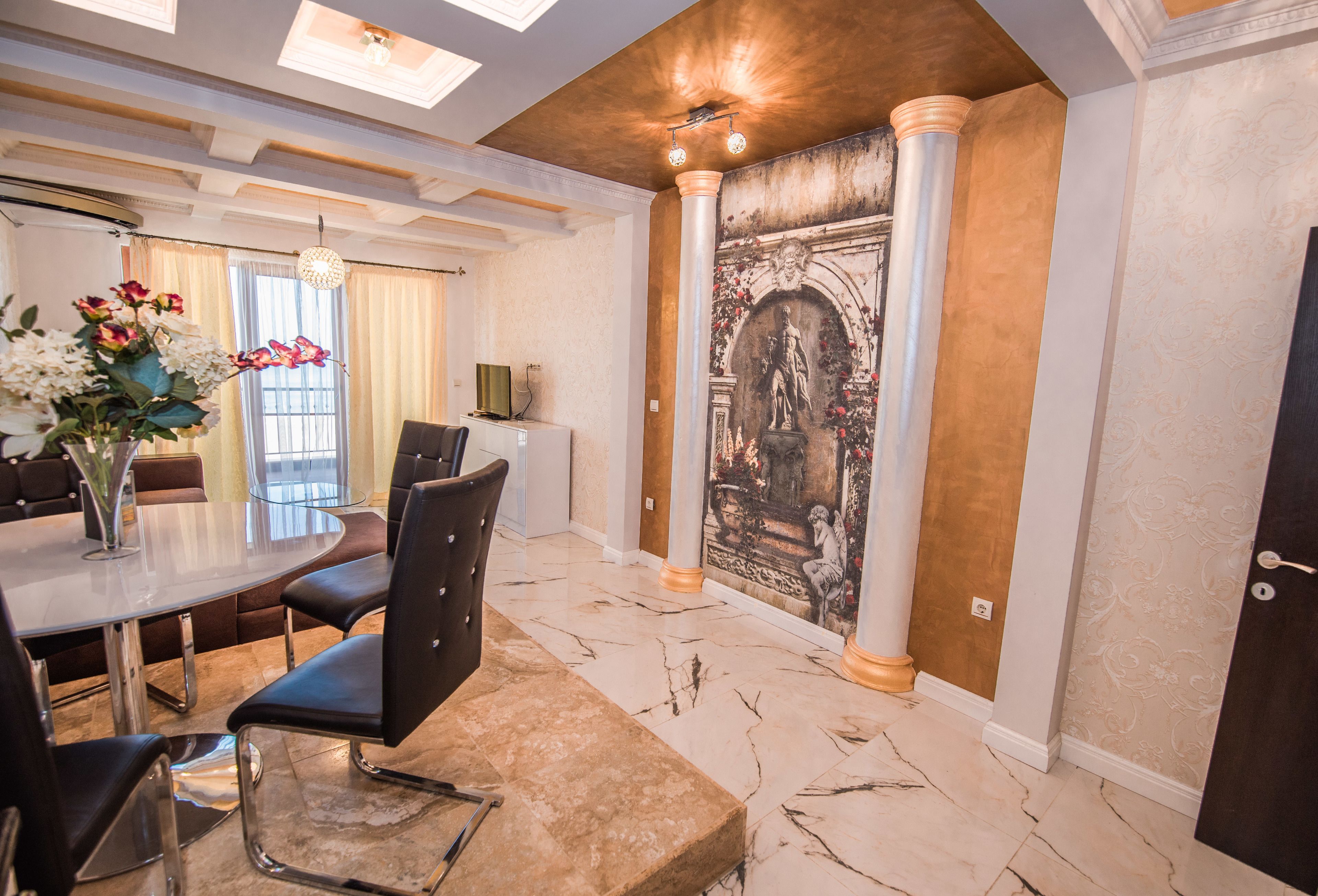 vip apartment, 2 bedrooms, sea view | living room | tv