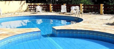 Outdoor pool, sun loungers
