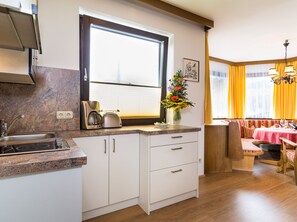 Fridge, microwave, coffee/tea maker