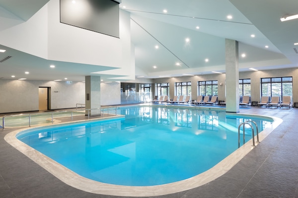 Indoor pool, open 10:00 AM to 10:00 PM, sun loungers