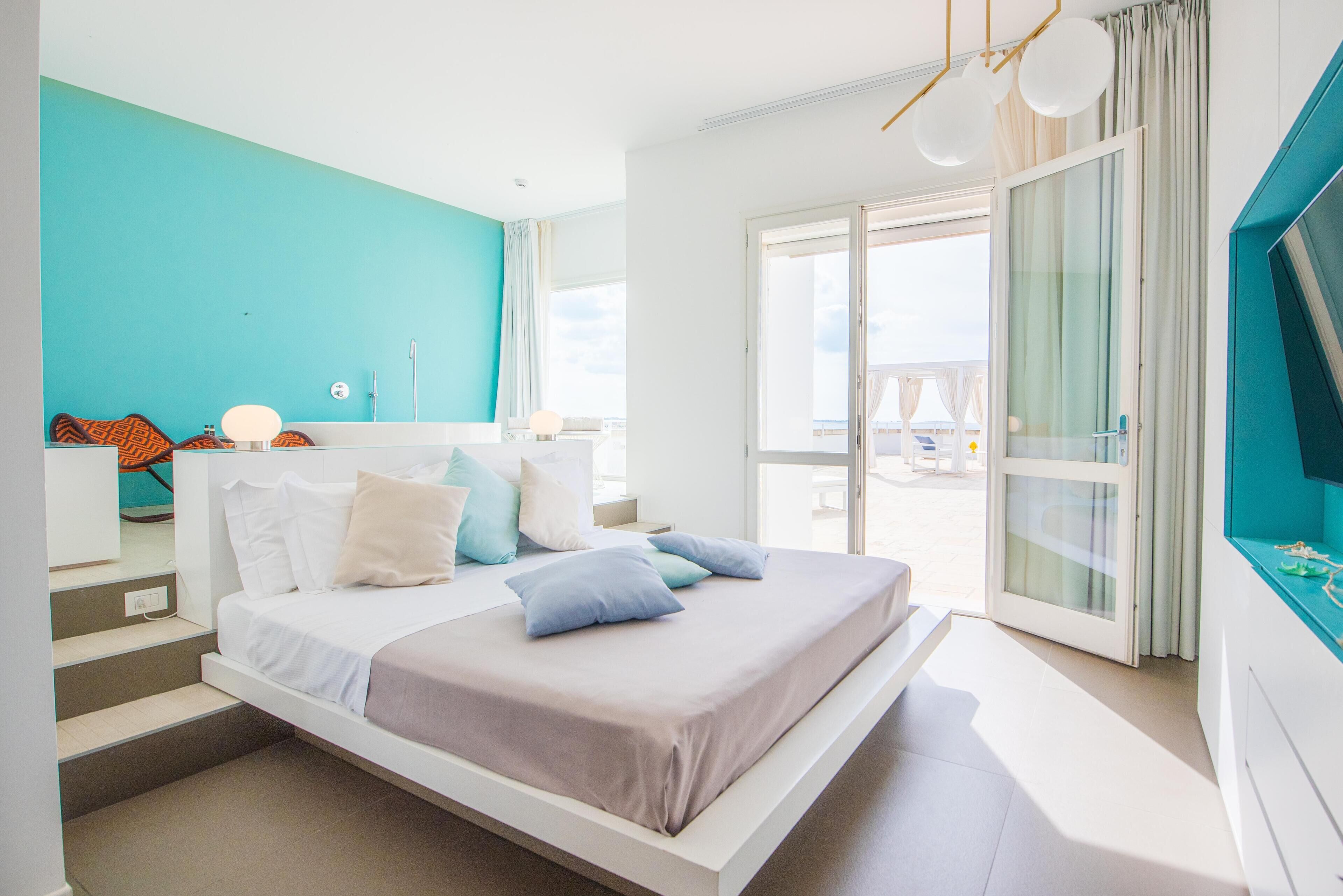 Deluxe-Dreibettzimmer, Terrasse, Meerblick