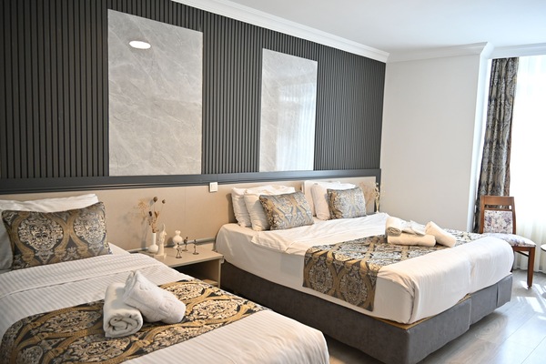 Premium bedding, minibar, desk, laptop workspace