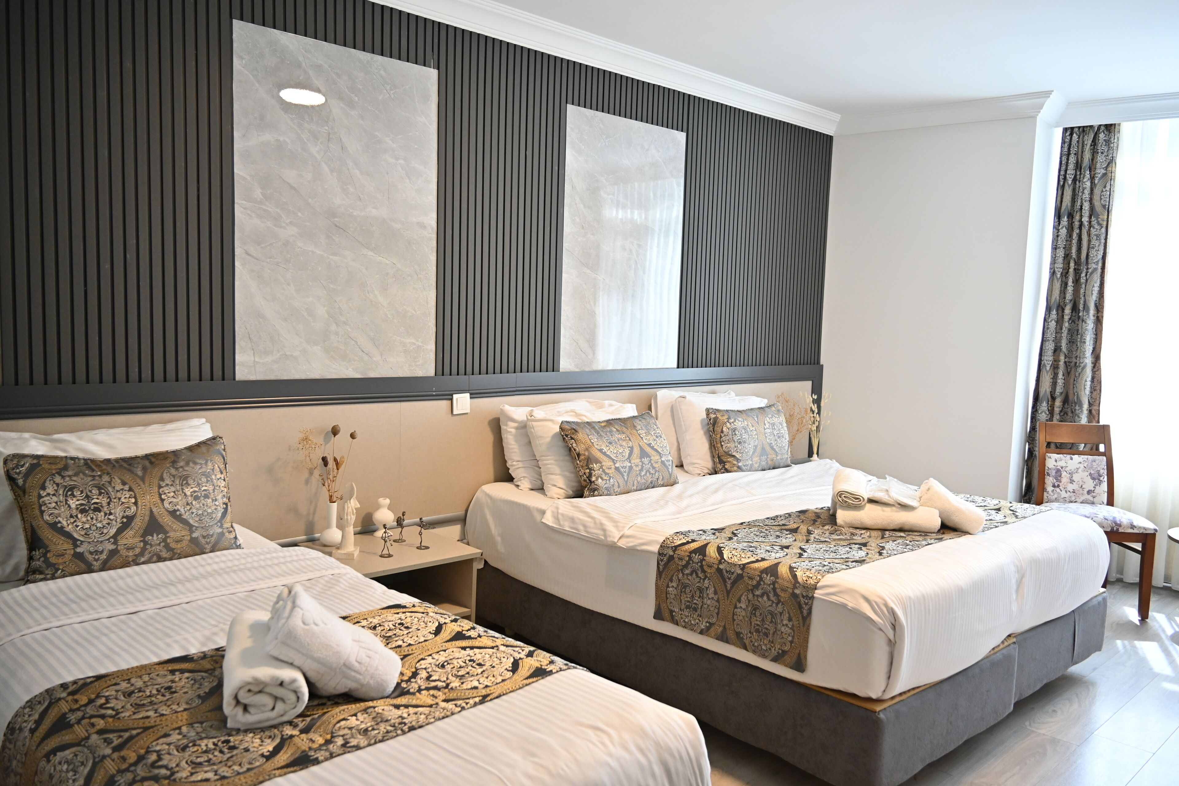 Premium bedding, minibar, desk, laptop workspace