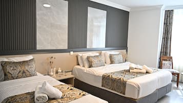 Premium bedding, minibar, desk, laptop workspace