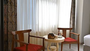 Premium bedding, minibar, desk, laptop workspace