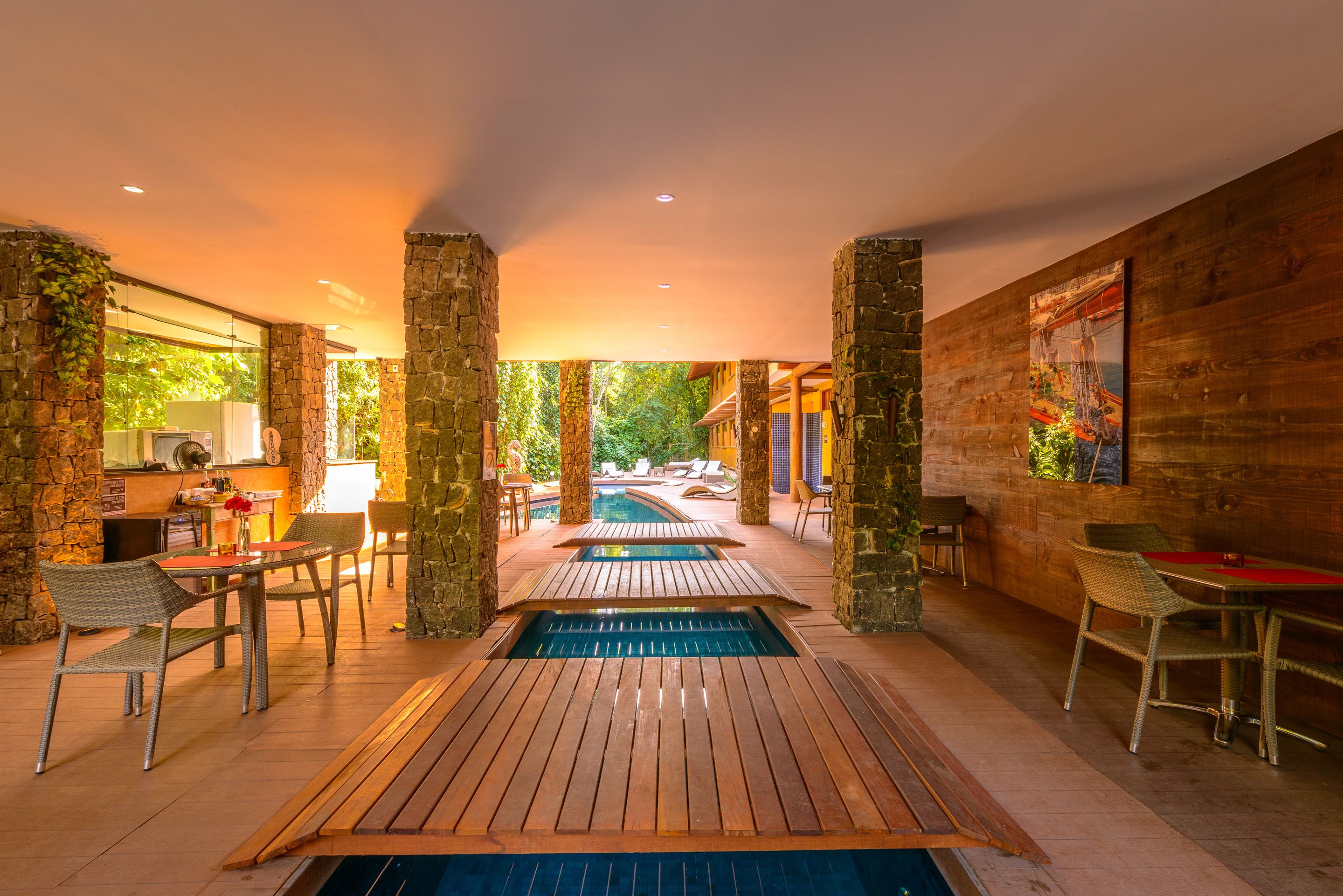 Outdoor pool, a heated pool, sun loungers