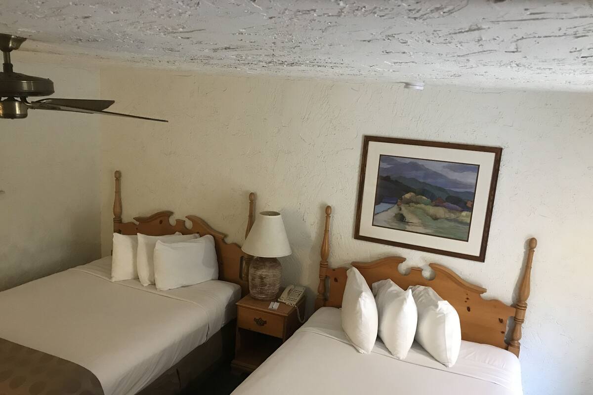 Quarto standard, 2 camas Queen | Escrivaninha, cortinas blackout, ferros/tábuas de passar roupa