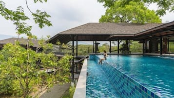Indoor pool, outdoor pool, pool loungers