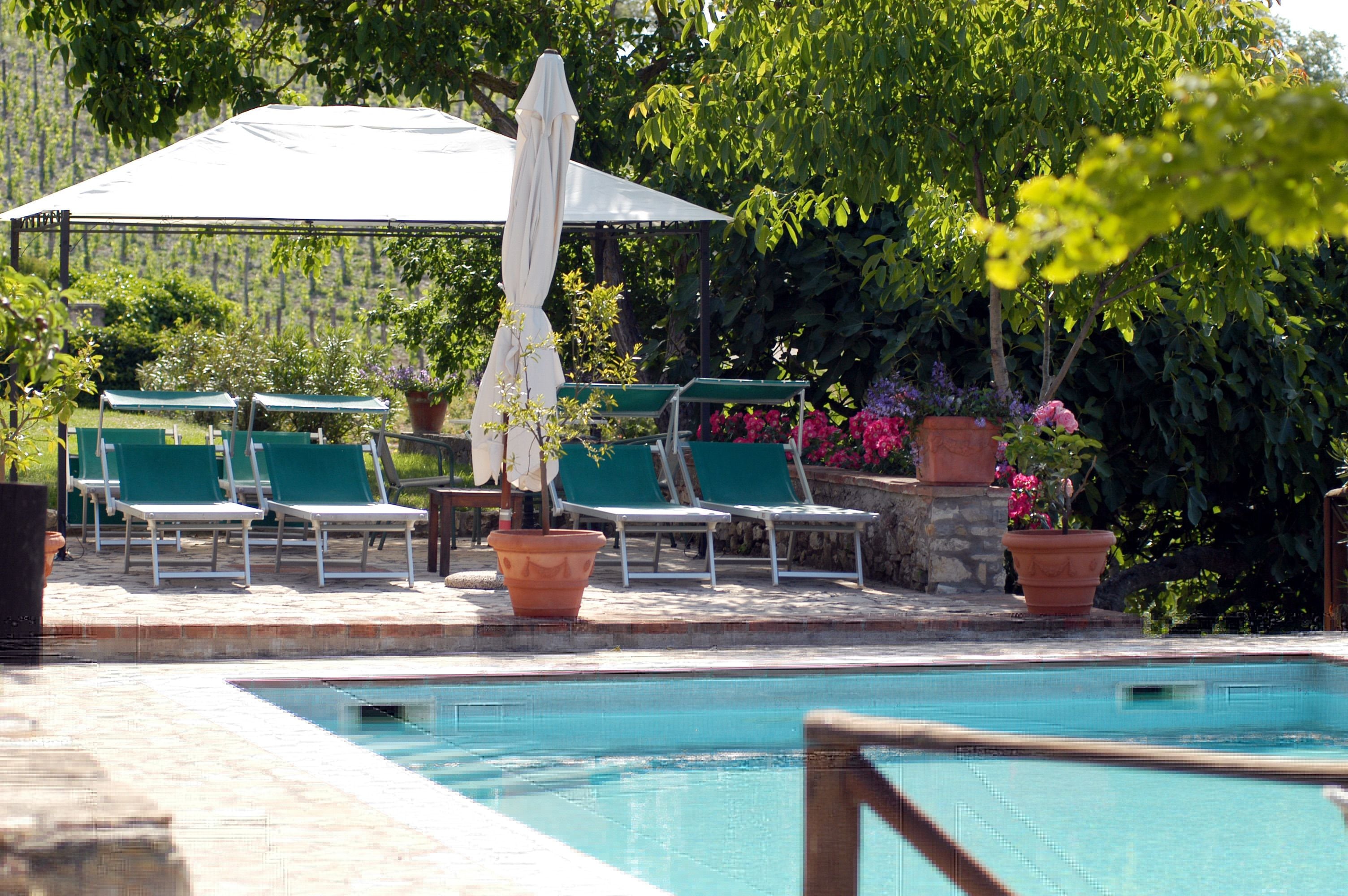 Piscina all'aperto, lettini