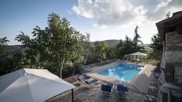 Outdoor pool, sun loungers