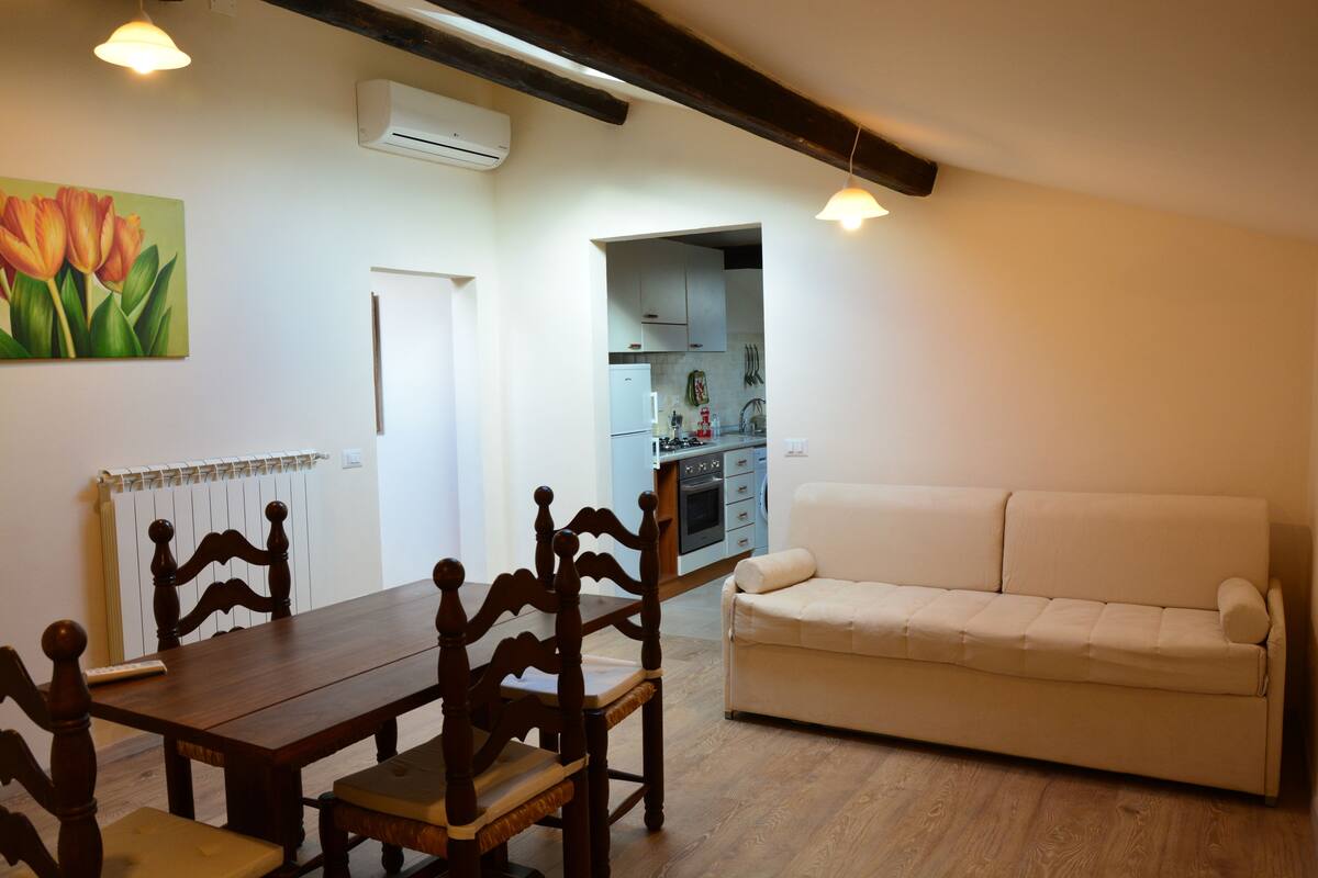 舒適公寓, 廚房, 城市景觀 (mansard, second floor, no elevator) | 客廳 | 平面電視