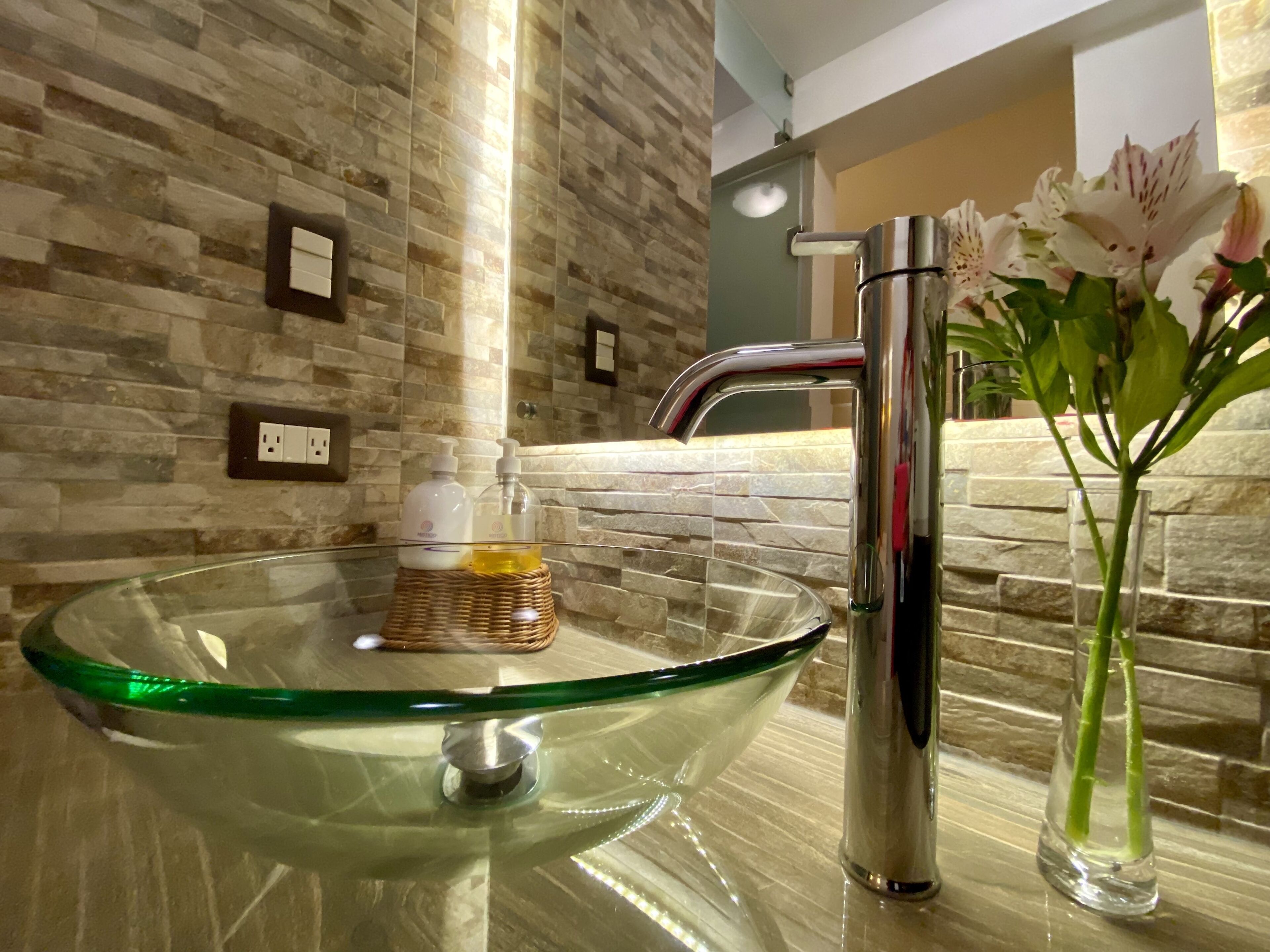 shower, free toiletries, hair dryer, bidet