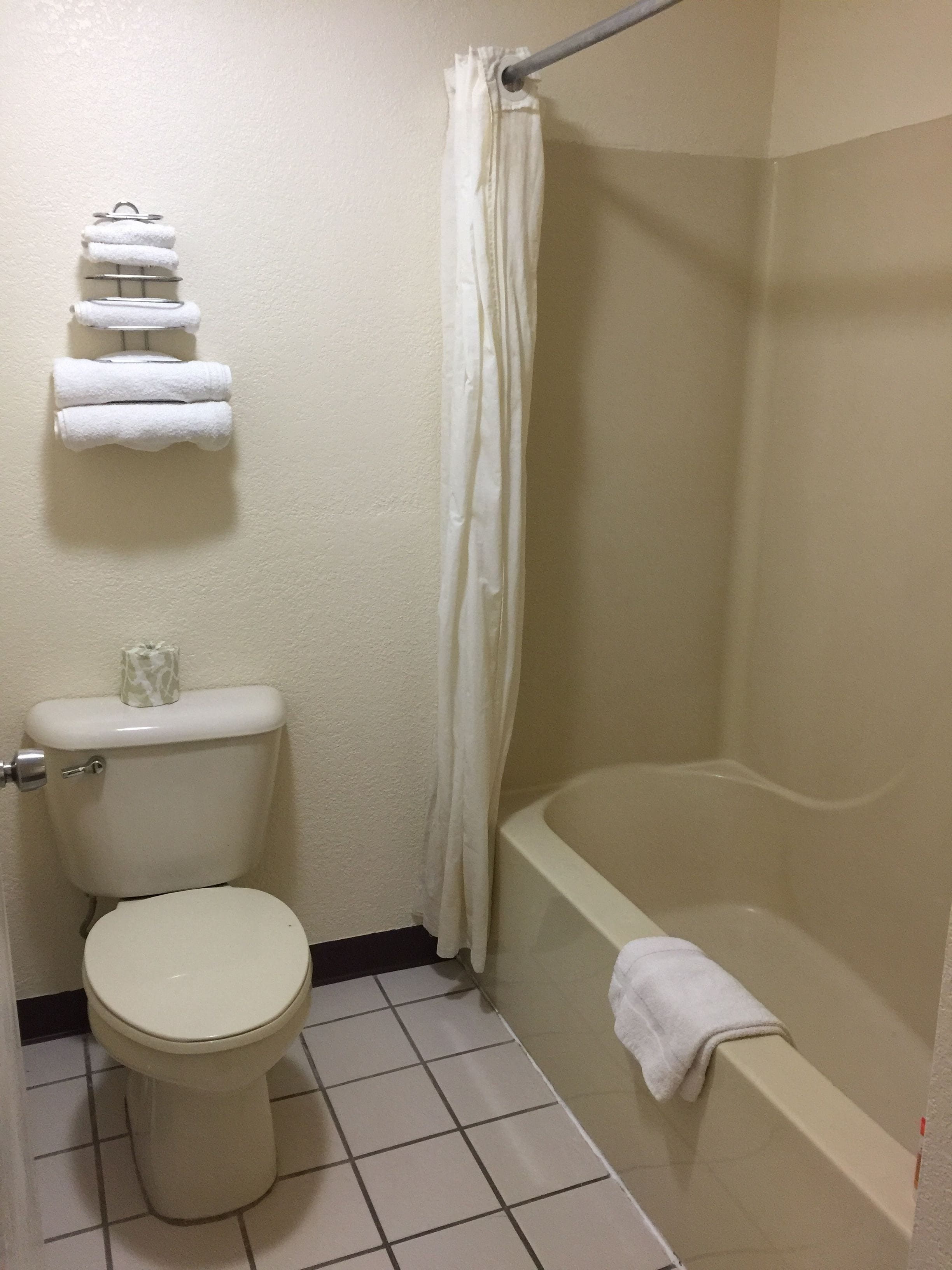 Towels, soap, shampoo, toilet paper