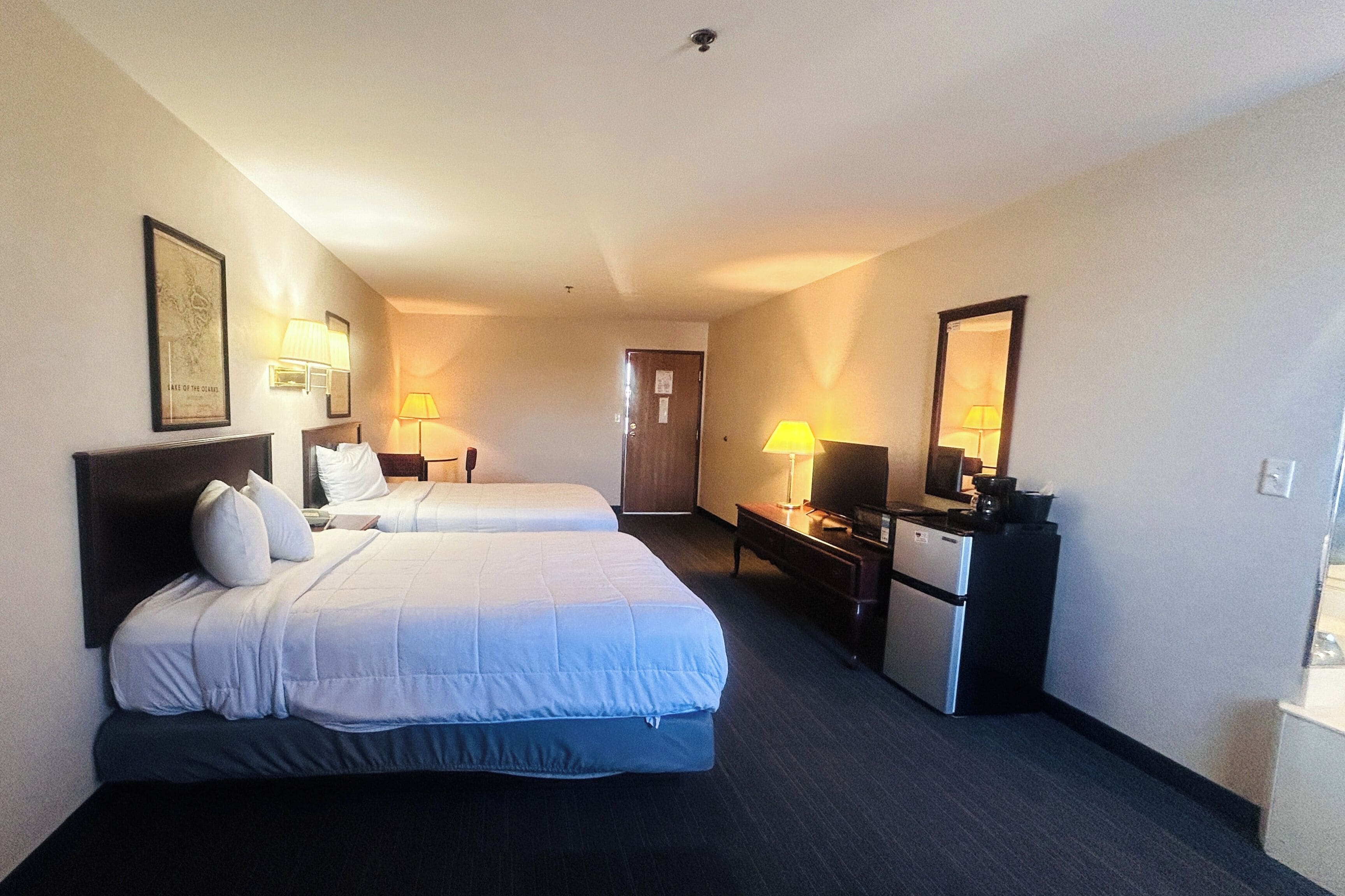 Room, 2 Queen Beds, Non Smoking, Jetted Tub | Iron/ironing board, free WiFi, bed sheets