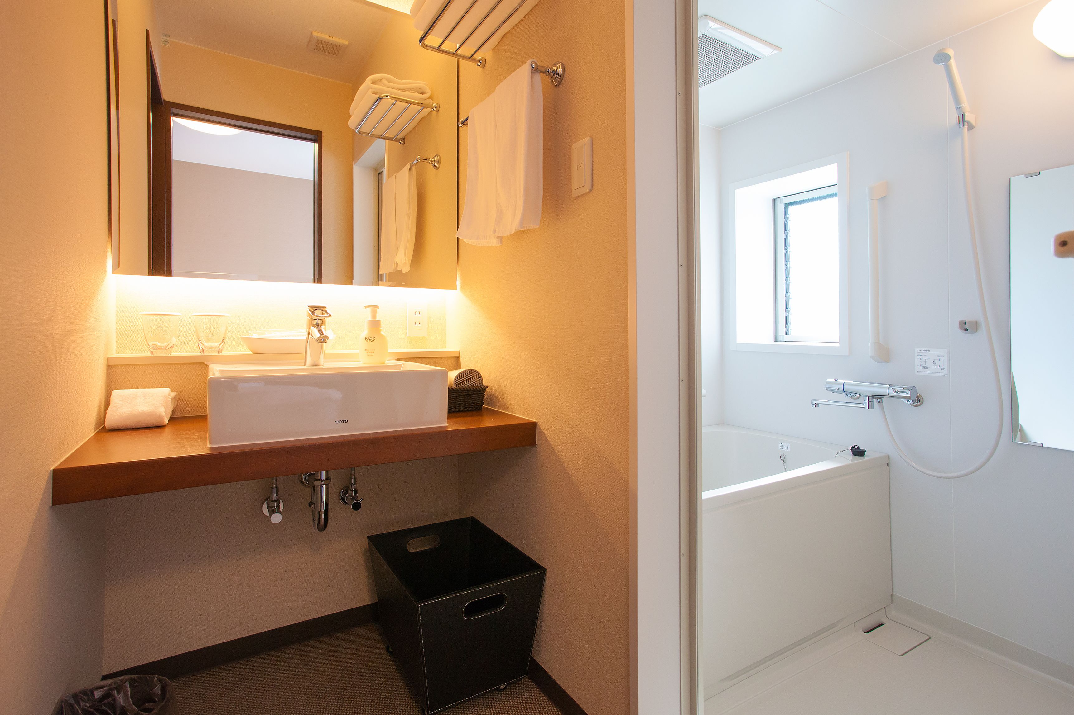 free toiletries, hair dryer, slippers, bidet