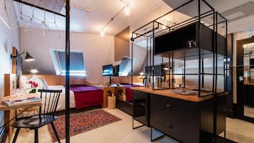 Ropa de cama de alta calidad y minibar