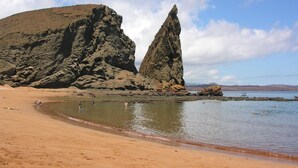 A beach with rocky formations and calm waters. - Twin Hotel Galapagos (Bella Vista)