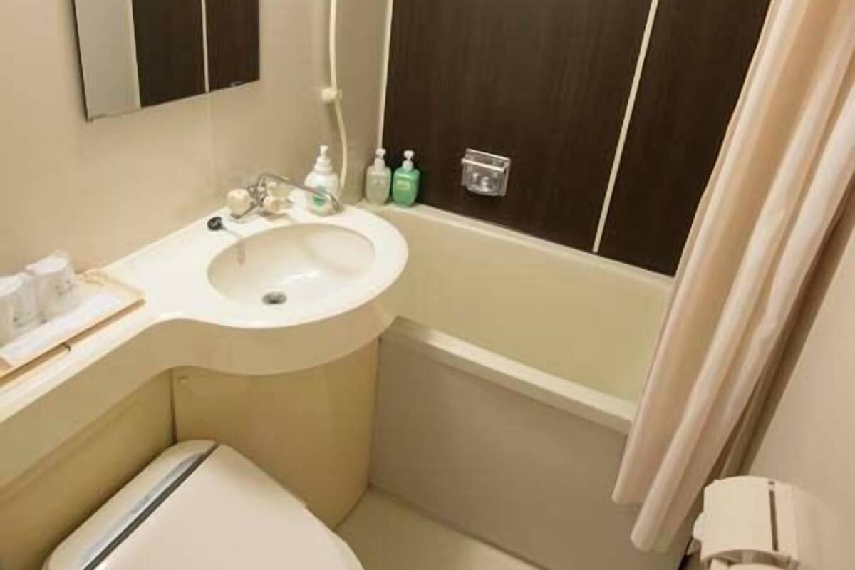 Badezimmer | Duschwanne, Haartrockner, Hausschuhe, Bidet