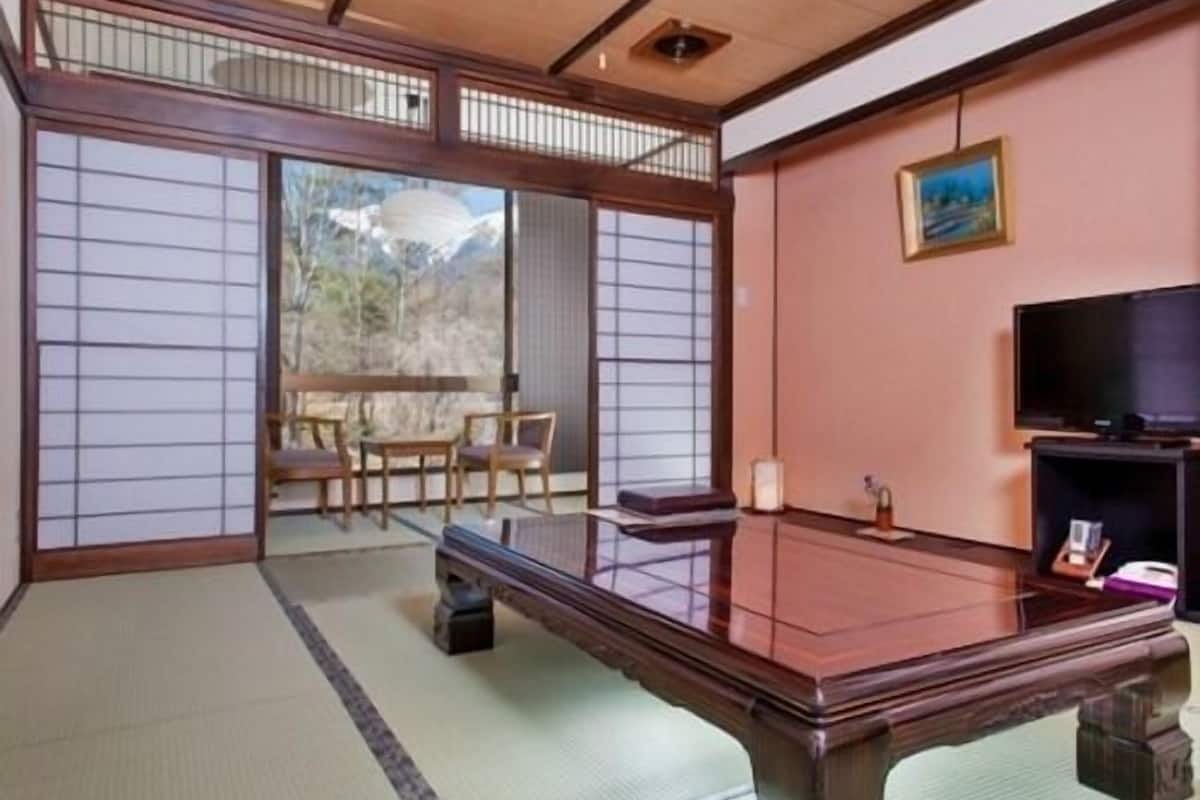 japanese style room, 10 tatami-mats, shared bathroom, non smoking | in-room safe, free wifi, bed sheets