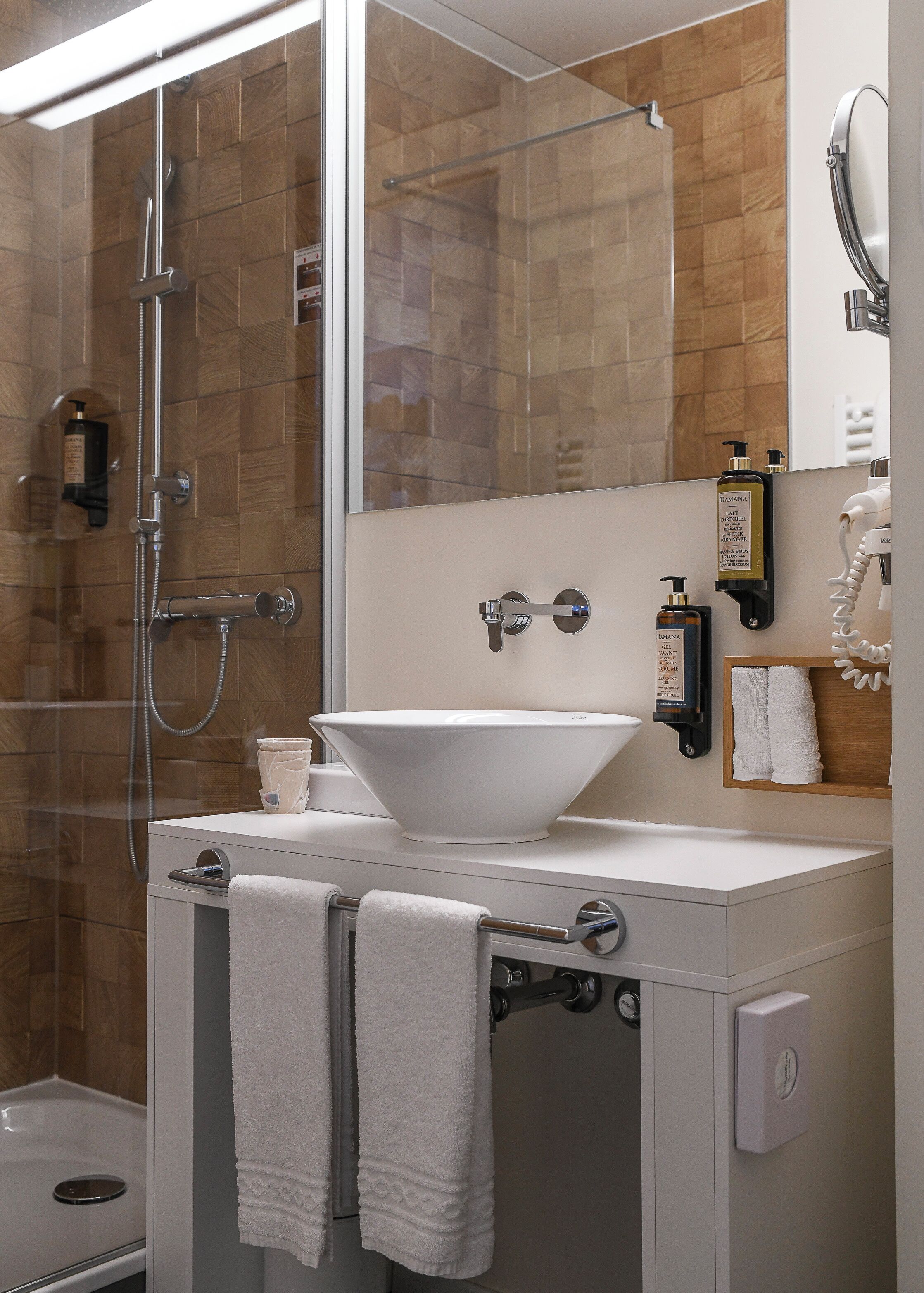 shower, free toiletries, hair dryer, bathrobes