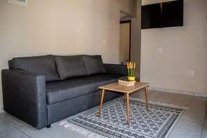 Apartament, cuina bàsica, vistes a la muntanya | Sala d'estar | Televisor LED 