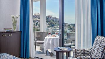 Deluxe Room, Balcony, Acropolis View | 1 bedroom, premium bedding, minibar, in-room safe